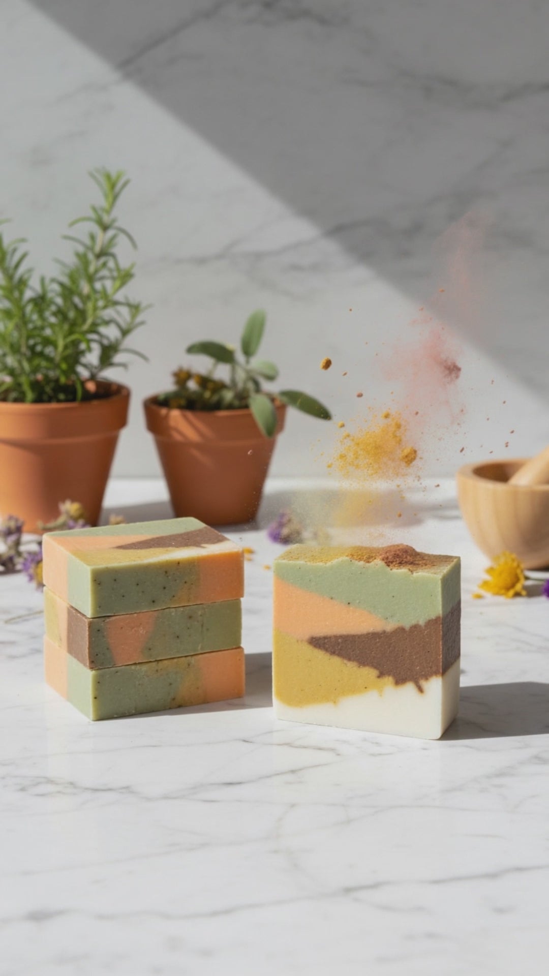 Load video: The 5-Layer Glow Bar | Turmeric, Clay &amp; Goat Milk Soap